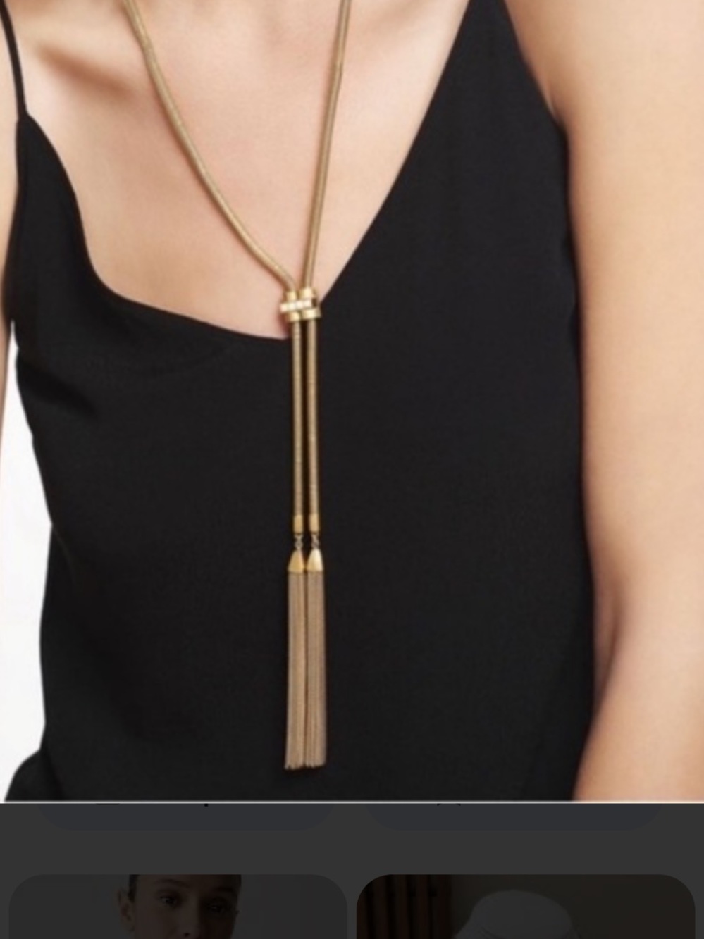 White House Black Market Gold Tassel Lariat Necklace